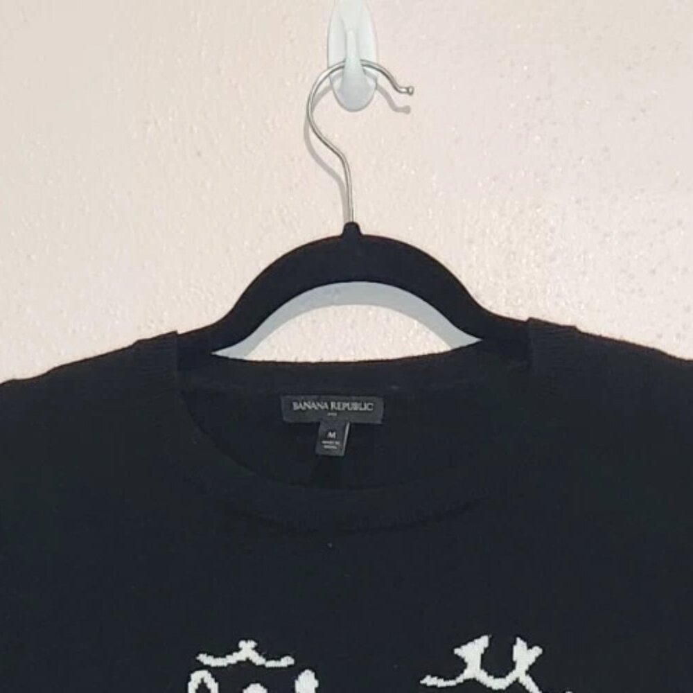 Banana Republic Black Sweater With Print Size Medium - Picture 4 of 6